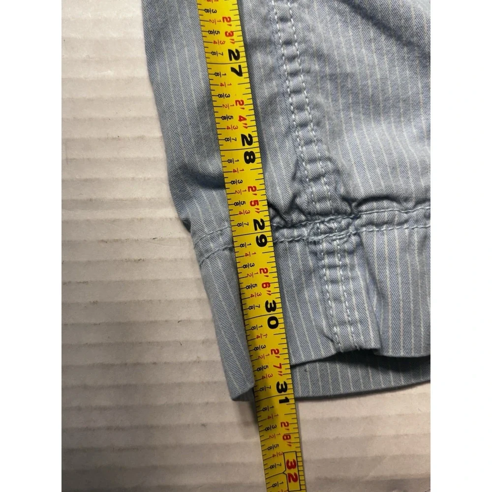 American‎ Eagle Size 4 Blue Pinstripe Cropped Pants Button Leg Cotton Comfort